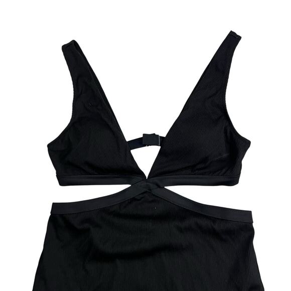 NWT Aerie Ribbed Mix Crossover Cut Out One Piece Swimsuit Sz Medium - Picture 2 of 10